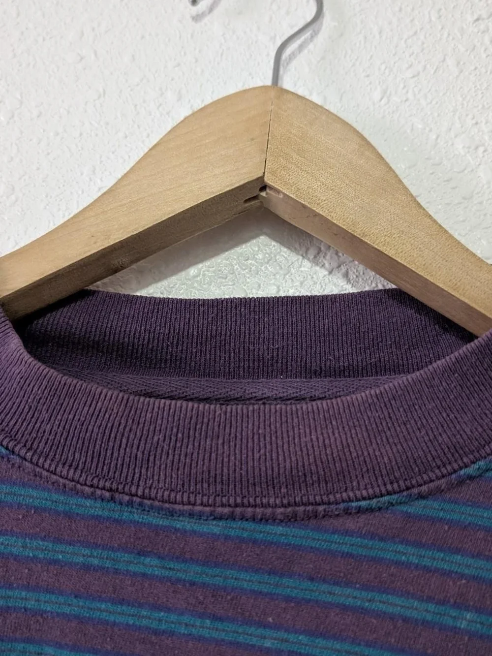 BDG Striped Teal & Purple Cropped Long-Sleeve Top